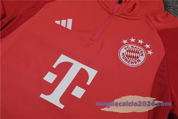 Set Completo Sudadera Entrenamiento Bayern Múnich 2023 2024 Rosso Bianco Poco Prezzo