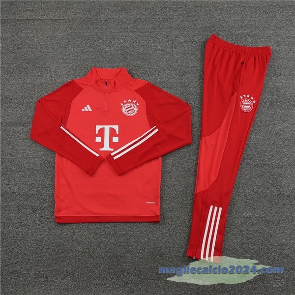 Set Completo Sudadera Entrenamiento Bayern Múnich 2023 2024 Rosso Bianco Poco Prezzo