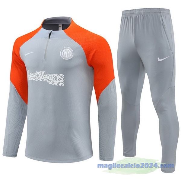 Set Completo Sudadera Entrenamiento Inter Milán 2023 2024 Grigio Arancione Poco Prezzo