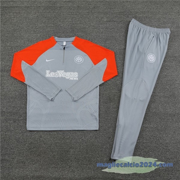 Set Completo Sudadera Entrenamiento Inter Milán 2023 2024 Grigio Arancione Poco Prezzo