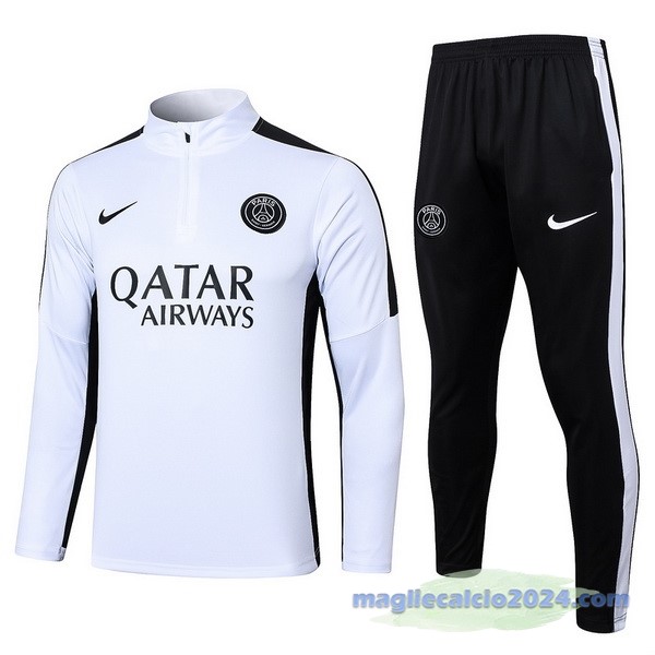 Set Completo Sudadera Entrenamiento Paris Saint Germain Bambino 2023 2024 Bianco Nero Poco Prezzo