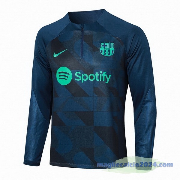 Sudadera Entrenamiento Barcelona 2023 2024 Blu Navy Verde Poco Prezzo
