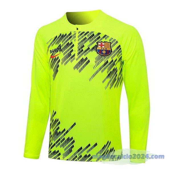 Sudadera Entrenamiento Barcelona 2023 2024 Verde Fluorescente Poco Prezzo
