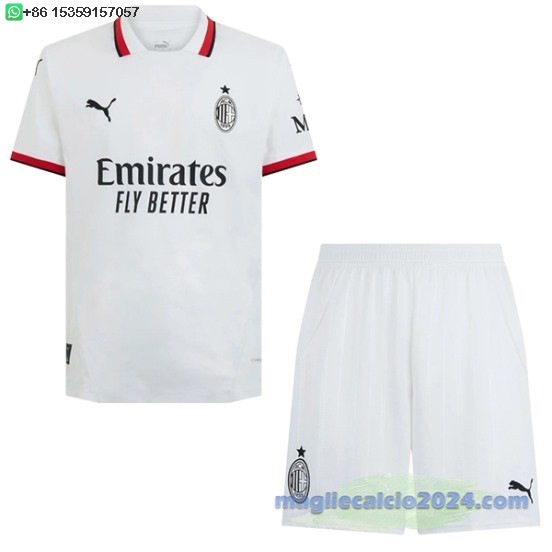 Away Conjunto De Bambino AC Milan 2024 2025 Bianco Poco Prezzo