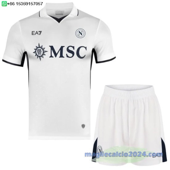 Away Conjunto De Bambino Napoli 2024 2025 Bianco Poco Prezzo