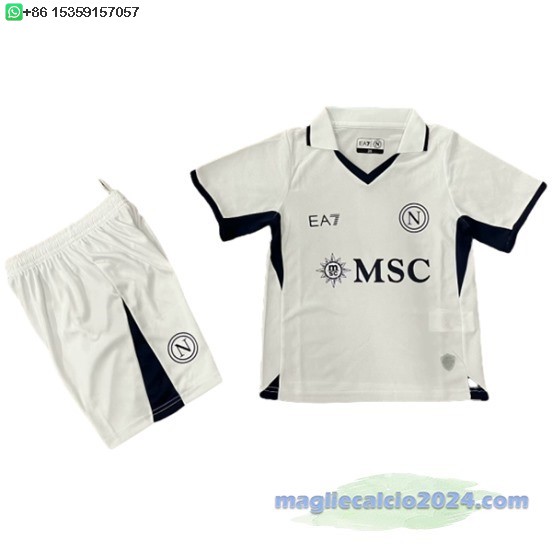 Away Conjunto De Bambino Napoli 2024 2025 Bianco Poco Prezzo