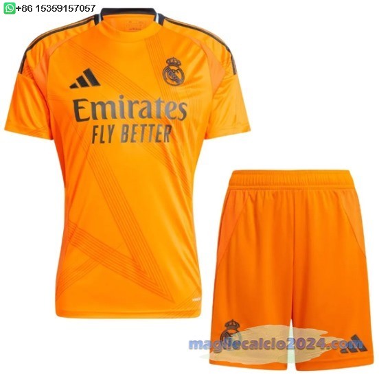 Away Conjunto De Bambino Real Madrid 2024 2025 Arancione Poco Prezzo