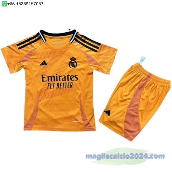 Away Conjunto De Bambino Real Madrid 2024 2025 Arancione Poco Prezzo