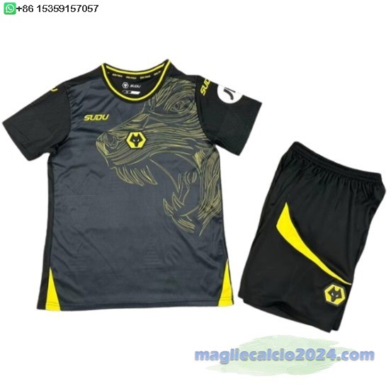 Away Conjunto De Bambino Wolves 2024 2025 Nero Poco Prezzo