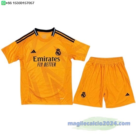 Away Conjunto De Uomo Real Madrid 2024 2025 Arancione Poco Prezzo