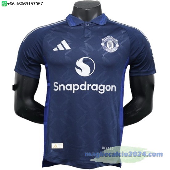Away Giocatori Maglia Manchester United 2024 2025 Blu Poco Prezzo