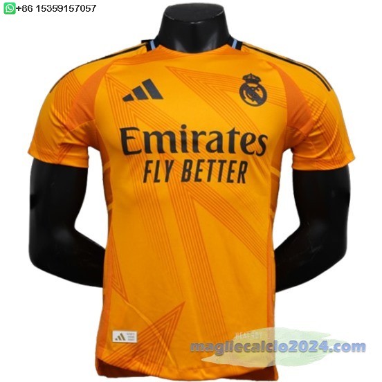 Away Giocatori Maglia Real Madrid 2024 2025 Arancione Poco Prezzo