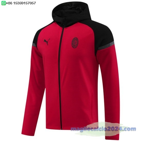 Chaqueta Con Capucha AC Milan 2024 2025 Nero Rosso Poco Prezzo