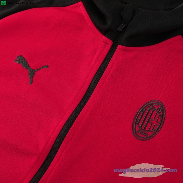 Chaqueta Con Capucha AC Milan 2024 2025 Nero Rosso Poco Prezzo