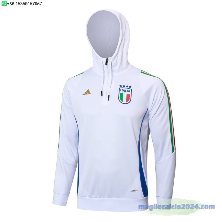 Chaqueta Con Capucha Italia 2024 Bianco Poco Prezzo