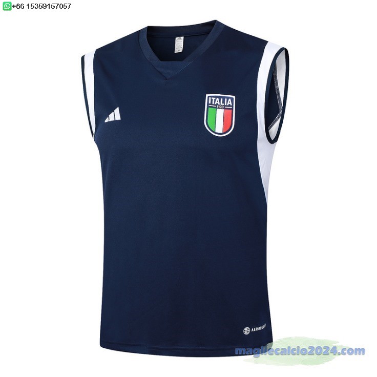 Formazione Senza Maniche Italia 2024 Blu Navy Poco Prezzo