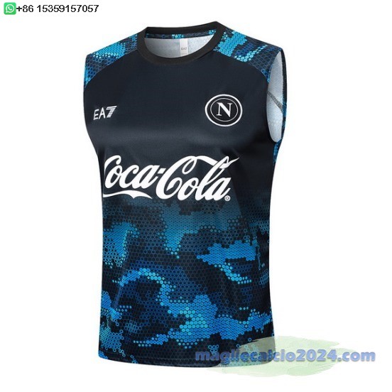 Formazione Senza Maniche Napoli 2024 2025 Blu Nero Poco Prezzo