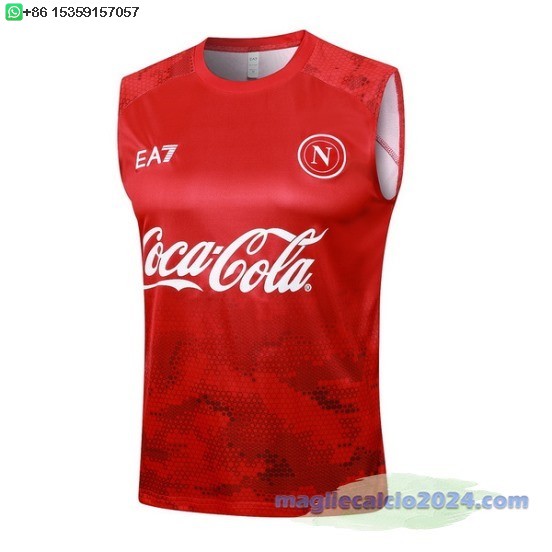 Formazione Senza Maniche Napoli 2024 2025 Rosso Bianco Poco Prezzo