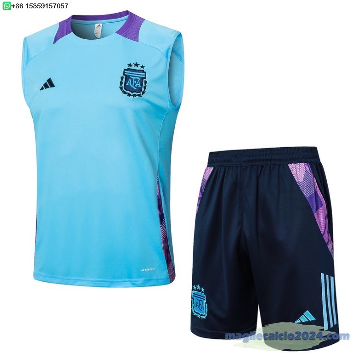 Formazione Senza Maniche Set Completo Argentina 2024 Blu Nero Purpureo Poco Prezzo