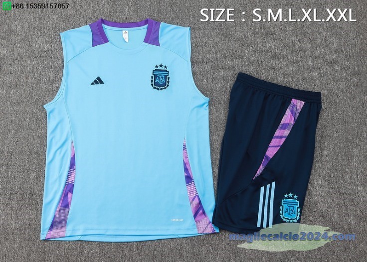 Formazione Senza Maniche Set Completo Argentina 2024 Blu Nero Purpureo Poco Prezzo