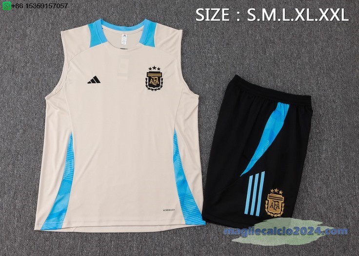 Formazione Senza Maniche Set Completo Argentina 2024 Giallo Blu Nero Poco Prezzo