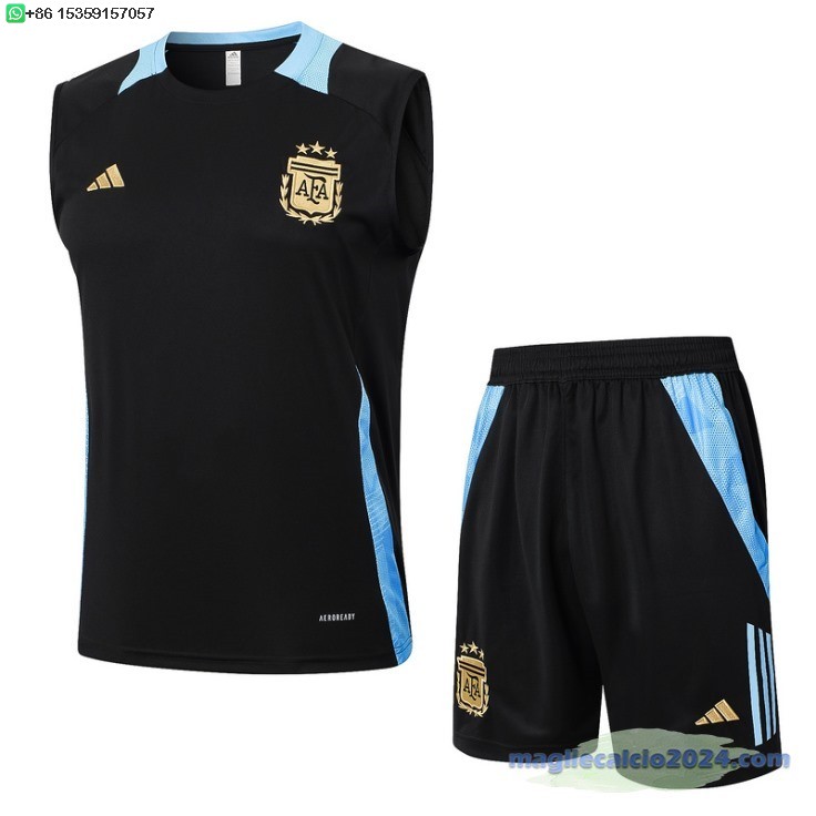 Formazione Senza Maniche Set Completo Argentina 2024 Nero Blu Poco Prezzo