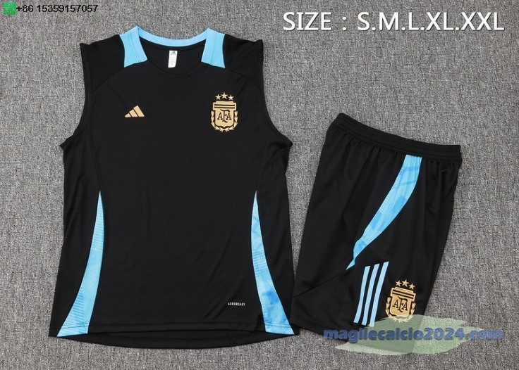 Formazione Senza Maniche Set Completo Argentina 2024 Nero Blu Poco Prezzo