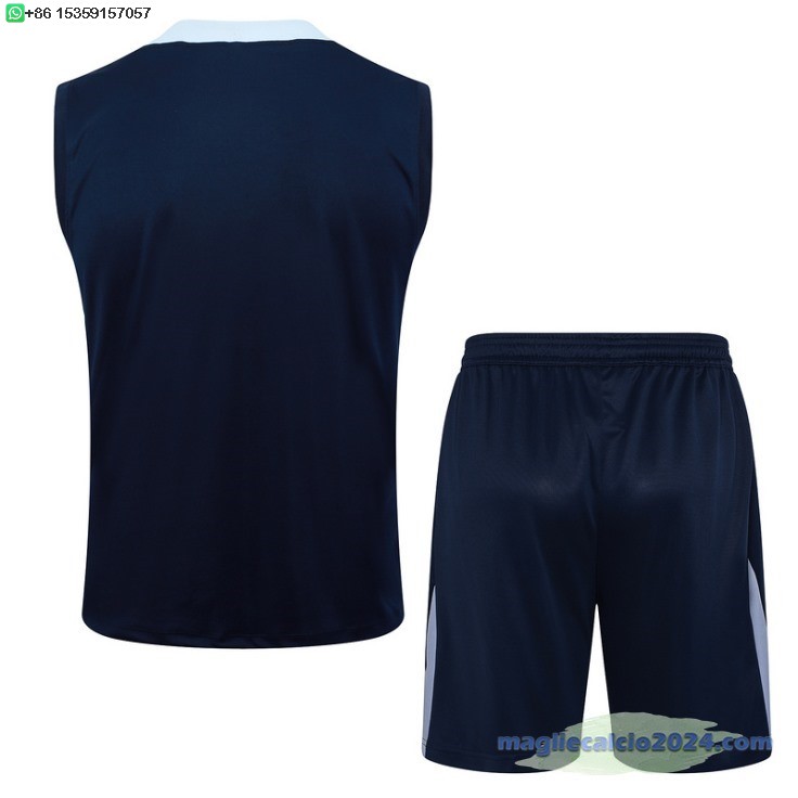 Formazione Senza Maniche Set Completo Francia 2024 Blu Navy Poco Prezzo