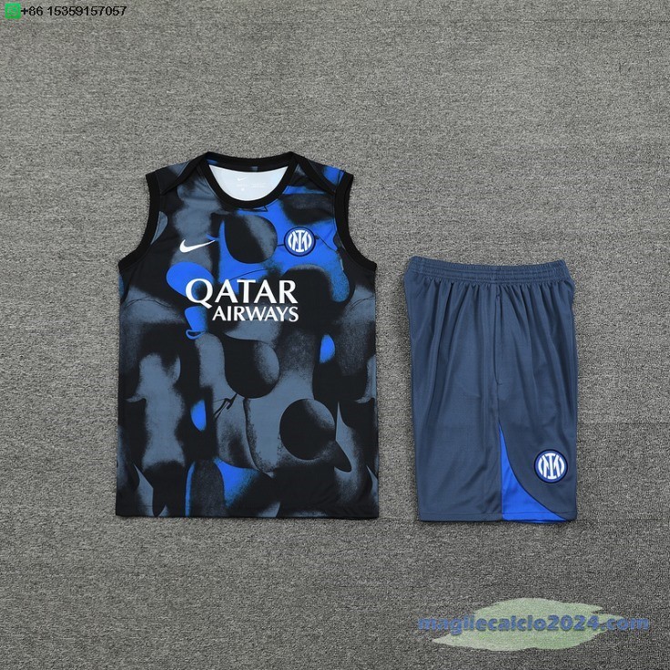Formazione Senza Maniche Set Completo Inter Milan 2024 2025 Blu Grigio Poco Prezzo