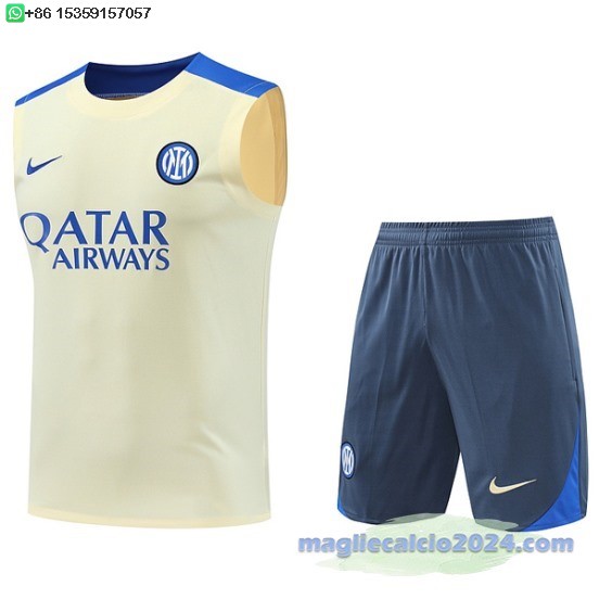 Formazione Senza Maniche Set Completo Inter Milan 2024 2025 Giallo Grigio Poco Prezzo
