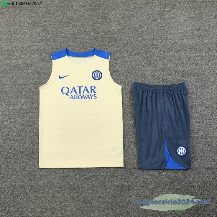 Formazione Senza Maniche Set Completo Inter Milan 2024 2025 Giallo Grigio Poco Prezzo