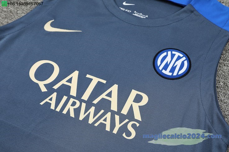 Formazione Senza Maniche Set Completo Inter Milán 2024 2025 Grigio Blu Poco Prezzo