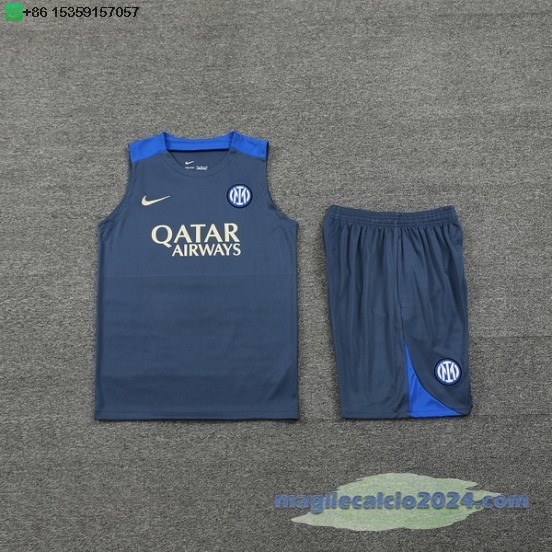 Formazione Senza Maniche Set Completo Inter Milan 2024 2025 Grigio I Blu Poco Prezzo
