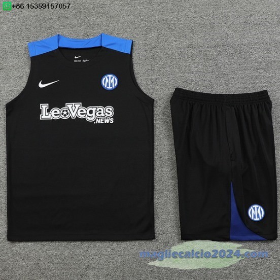 Formazione Senza Maniche Set Completo Inter Milán 2024 2025 Nero Blu Poco Prezzo