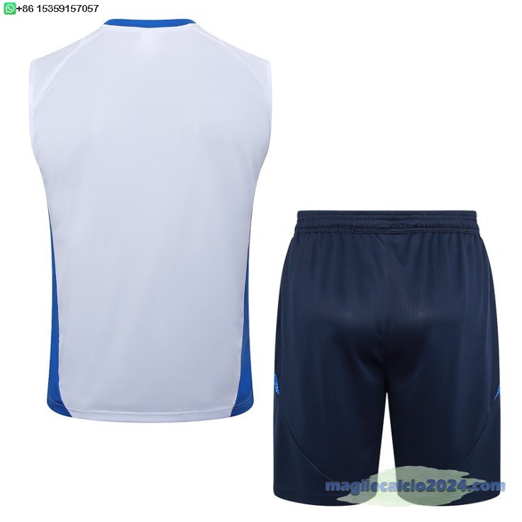 Formazione Senza Maniche Set Completo Italia 2024 Bianco Blu Navy Poco Prezzo