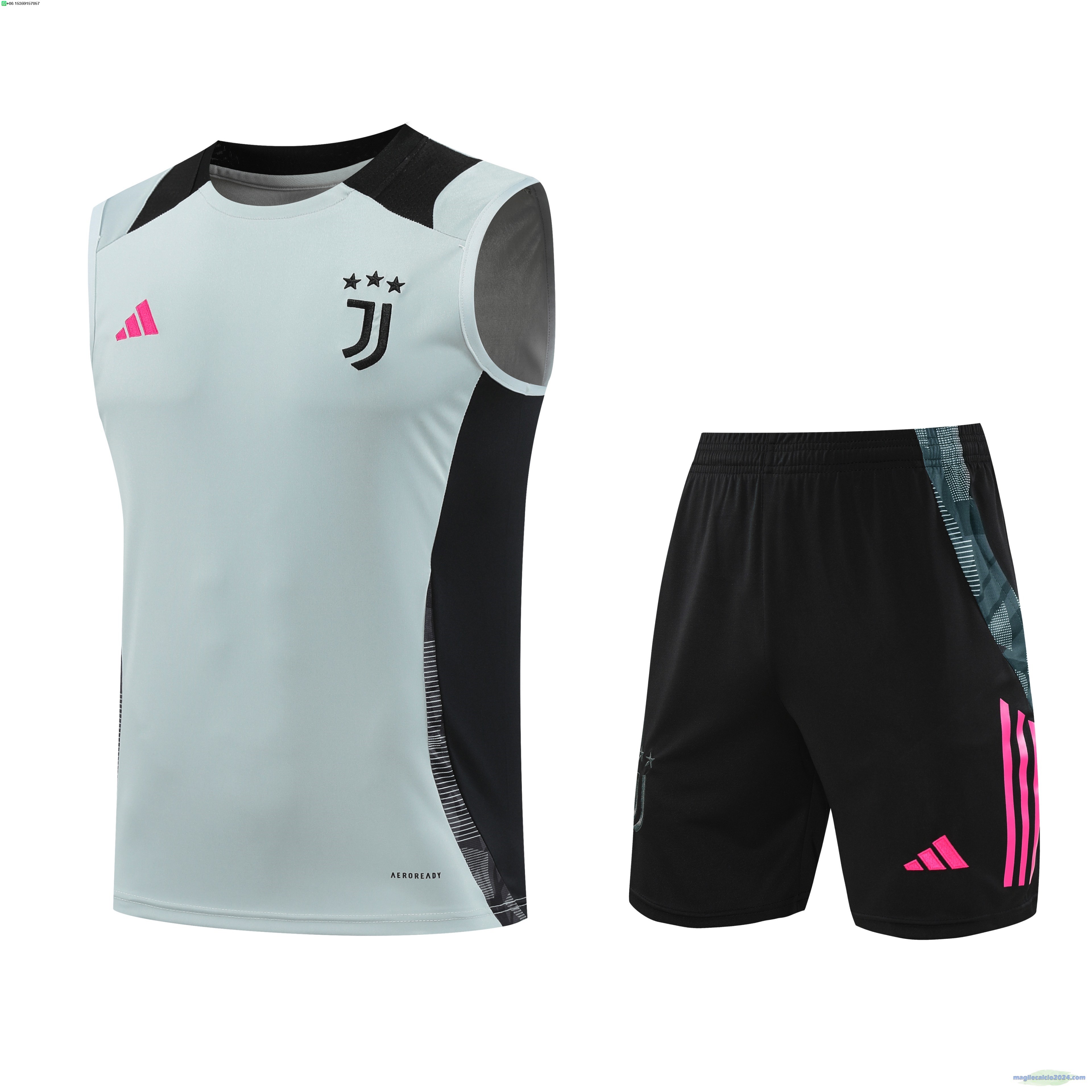 Formazione Senza Maniche Set Completo Juventus 2024 2025 Grigio Nero Poco Prezzo