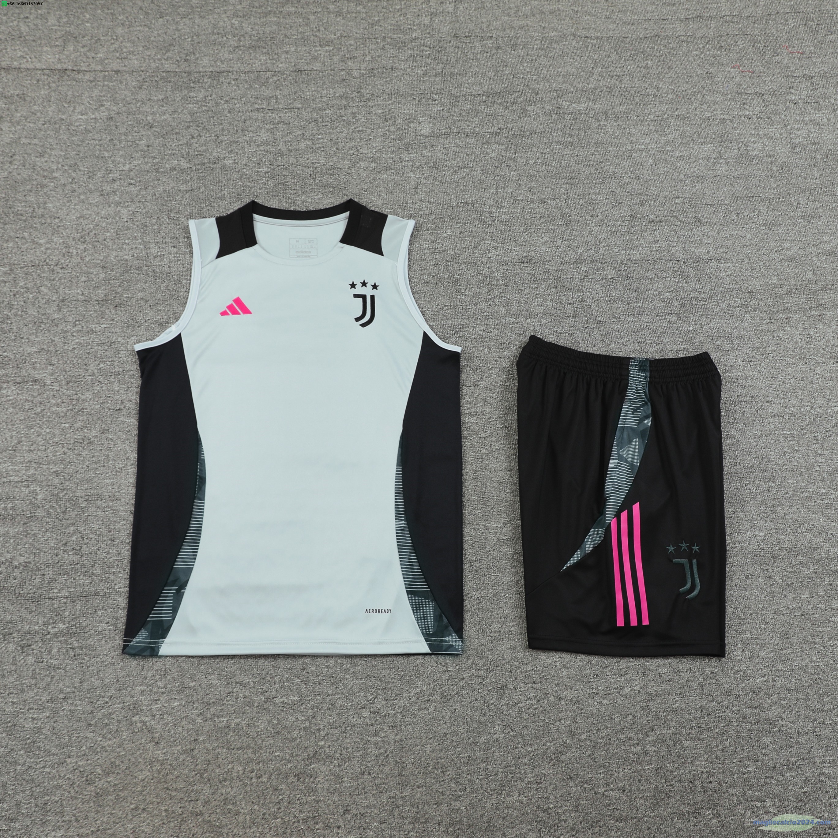 Formazione Senza Maniche Set Completo Juventus 2024 2025 Grigio Nero Poco Prezzo