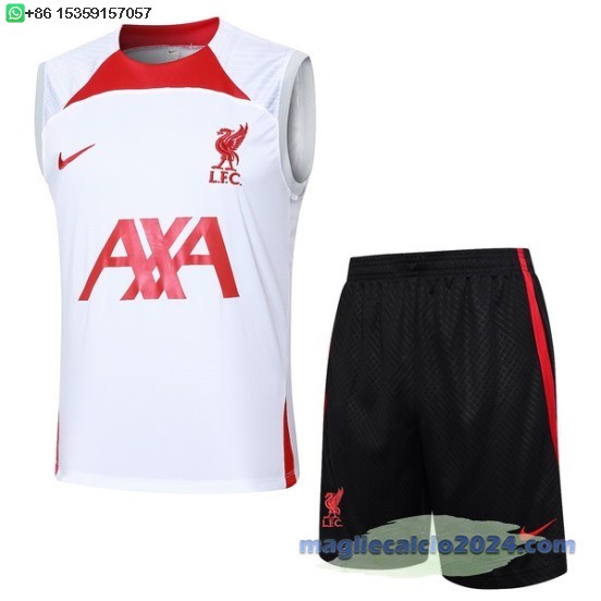 Formazione Senza Maniche Set Completo Liverpool 2024 2025 Bianco Rosso Nero Poco Prezzo