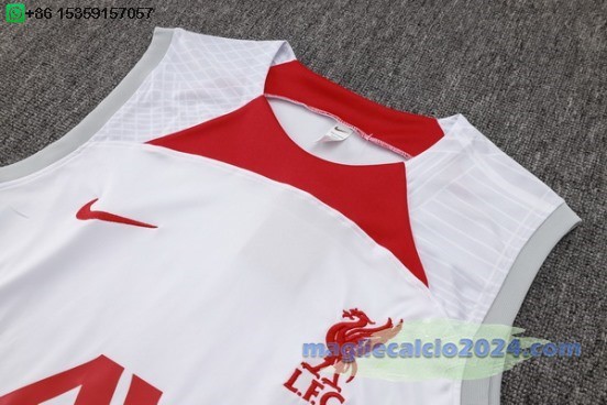 Formazione Senza Maniche Set Completo Liverpool 2024 2025 Bianco Rosso Nero Poco Prezzo
