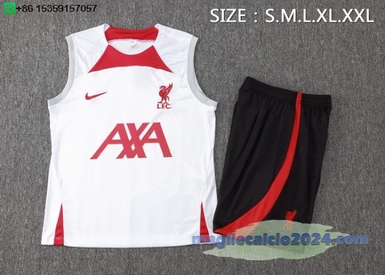 Formazione Senza Maniche Set Completo Liverpool 2024 2025 Bianco Rosso Nero Poco Prezzo