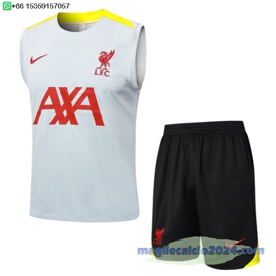 Formazione Senza Maniche Set Completo Liverpool 2024 2025 Grigio Giallo Nero Poco Prezzo