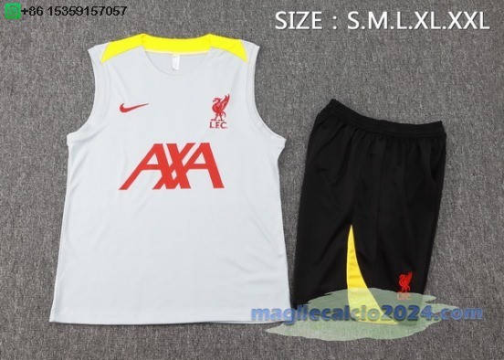 Formazione Senza Maniche Set Completo Liverpool 2024 2025 Grigio Giallo Nero Poco Prezzo
