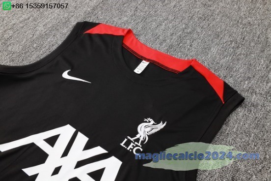 Formazione Senza Maniche Set Completo Liverpool 2024 2025 Nero Bianco Rosso Poco Prezzo
