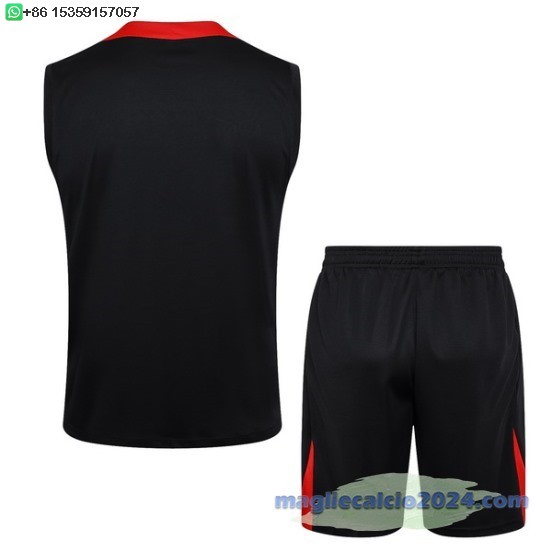 Formazione Senza Maniche Set Completo Liverpool 2024 2025 Nero Bianco Rosso Poco Prezzo