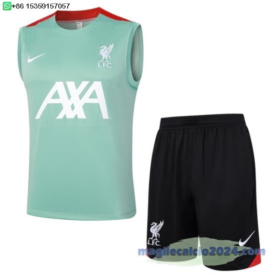 Formazione Senza Maniche Set Completo Liverpool 2024 2025 Verde Nero Poco Prezzo