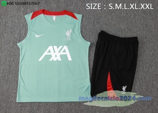 Formazione Senza Maniche Set Completo Liverpool 2024 2025 Verde Nero Poco Prezzo