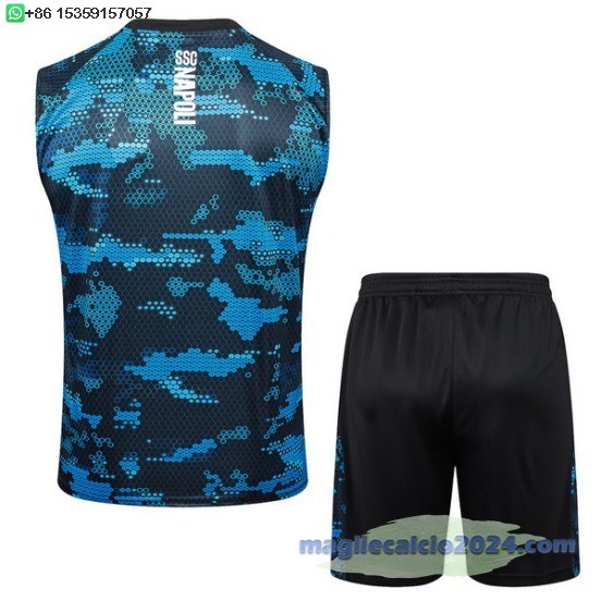 Formazione Senza Maniche Set Completo Napoli 2024 2025 Blu Nero Poco Prezzo