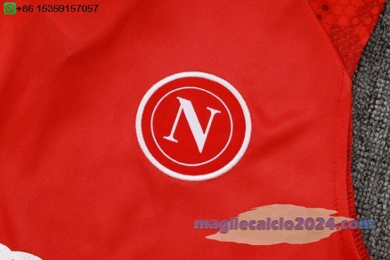 Formazione Senza Maniche Set Completo Napoli 2024 2025 Rosso Bianco Nero Poco Prezzo