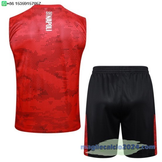 Formazione Senza Maniche Set Completo Napoli 2024 2025 Rosso Bianco Nero Poco Prezzo