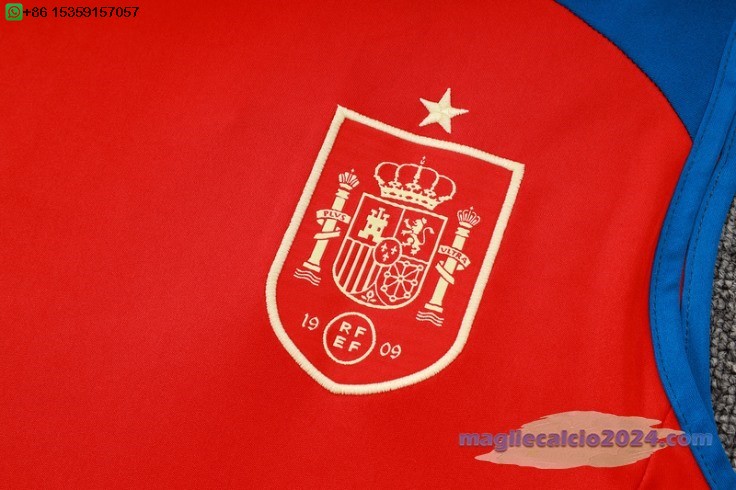 Formazione Senza Maniche Spagna 2024 Rosso Blu Poco Prezzo